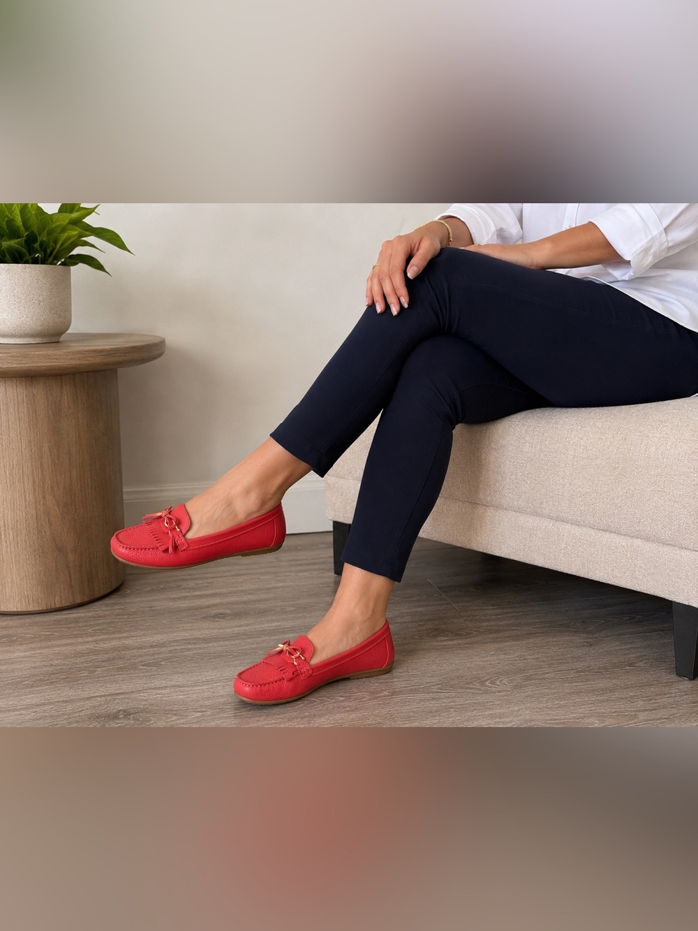 Talbots Red Leather Moccasin Loafers